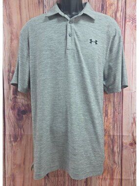Under Armour Mens Loose Fit HeatGear Gray Polo Large